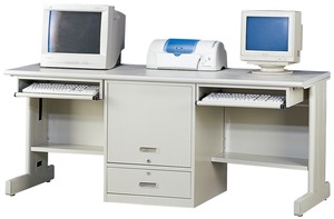 J107-20掀門式雙人電腦桌(附插座x2)