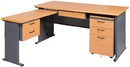 J081-18THL-L型深灰木紋秘書桌(整組)