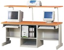J110-01直立式木紋雙人電腦桌(含上座.附插座)