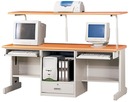 J110-09抽屜式木紋雙人電腦桌(含上座.附插座x2)